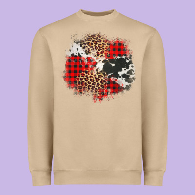 Leopard Cowhide Christmas Plaid Patches Heavyweight Sweatshirt Designed By Jasminsmagicworld