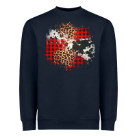 Navy leopard cowhide Christmas plaid patches Heavyweight Sweatshirt - Jasminsmagicworld