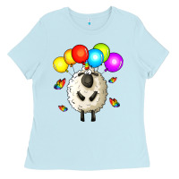 Baby Blue rainbow sheep Ladies Tee - Zillion Design Studio