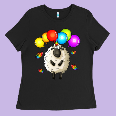 Rainbow Sheep Ladies Tee Designed By Zillion Design Studio