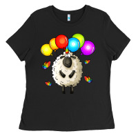 Black rainbow sheep Ladies Tee - Zillion Design Studio