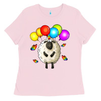 Bubblegum Pink rainbow sheep Ladies Tee - Zillion Design Studio