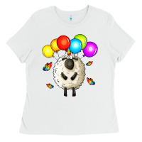 White rainbow sheep Ladies Tee - Zillion Design Studio