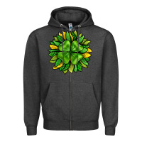 Charcoal Heather St. Patricks Sunflower With Clover Zipper Hoodie - BundleAndBundleShop