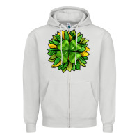 Dove Grey St. Patricks Sunflower With Clover Zipper Hoodie - BundleAndBundleShop