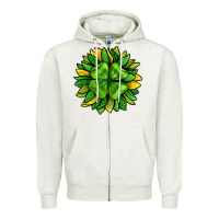 Oatmeal Heather St. Patricks Sunflower With Clover Zipper Hoodie - BundleAndBundleShop