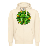 Sandshell St. Patricks Sunflower With Clover Zipper Hoodie - BundleAndBundleShop
