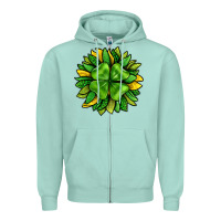 St. Patricks Sunflower With Clover Zipper Hoodie | Teevron