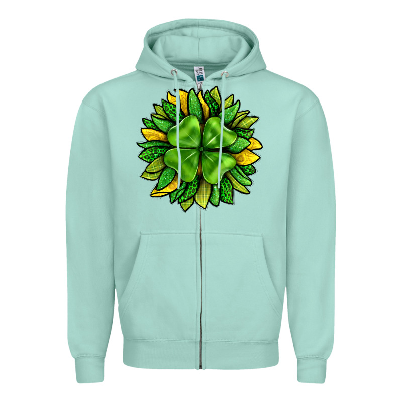 St. Patricks Sunflower With Clover Zipper Hoodie by BundleAndBundleShop | Teevron