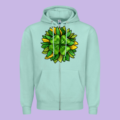 St. Patricks Sunflower With Clover Zipper Hoodie Designed By Bundleandbundleshop