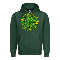 Sports Green St. Patricks Sunflower With Clover Zipper Hoodie - BundleAndBundleShop