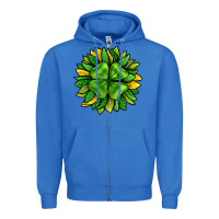 True Royal St. Patricks Sunflower With Clover Zipper Hoodie - BundleAndBundleShop