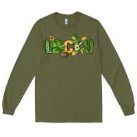 Army Green lucky st patrick s day Long Sleeve Tee - MaliasSmallBusiness