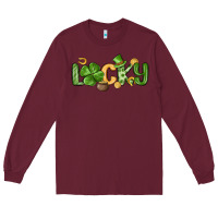 Burgundy lucky st patrick s day Long Sleeve Tee - MaliasSmallBusiness