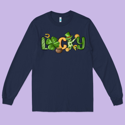 Lucky St Patrick S Day Long Sleeve Tee Designed By Maliassmallbusiness