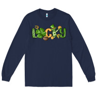Navy lucky st patrick s day Long Sleeve Tee - MaliasSmallBusiness