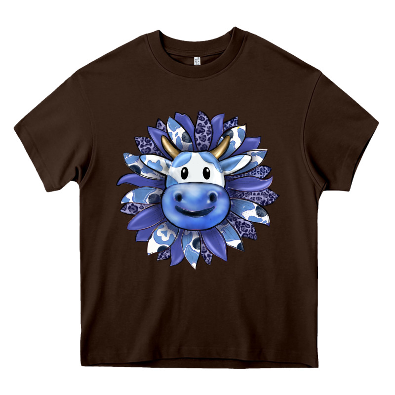 Blueberry Milkshake Cow Sunflower Heavy Core Tee by RanaPortraitStore | Teevron