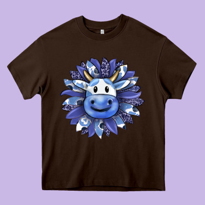 Blueberry Milkshake Cow Sunflower Heavy Core Tee Designed By Ranaportraitstore