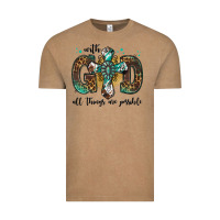 Vintage Coffee with god all things are possible gemstone cross Vintage Tee - Jasminsmagicworld