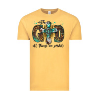 Vintage Mustard with god all things are possible gemstone cross Vintage Tee - Jasminsmagicworld