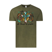 Vintage Olive with god all things are possible gemstone cross Vintage Tee - Jasminsmagicworld