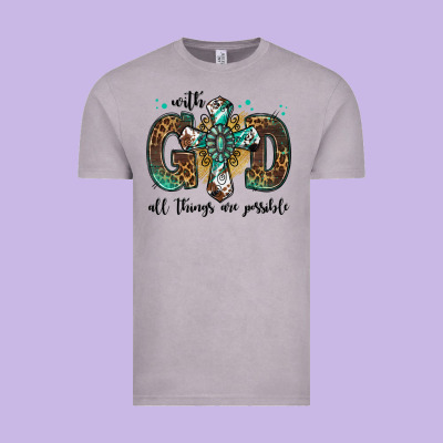 With God All Things Are Possible Gemstone Cross Vintage Tee Designed By Jasminsmagicworld