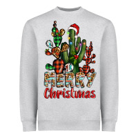 Heather Grey merry christmas cactus western Heavyweight Sweatshirt - BarkalooDesign