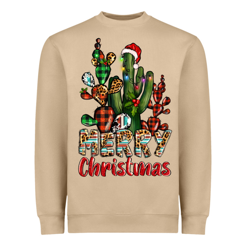 Merry Christmas Cactus Western Heavyweight Sweatshirt by BarkalooDesign | Teevron