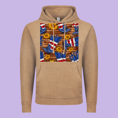 America Western Boots And Sunflower Seamless Pattern Vintage Hoodie Designed By Bundleandbundleshop