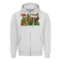 Dove Grey I Dig Christmas Backhoe Loader Zipper Hoodie - BundleAndBundleShop