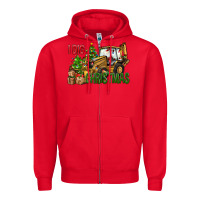 Red I Dig Christmas Backhoe Loader Zipper Hoodie - BundleAndBundleShop