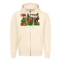 Sandshell I Dig Christmas Backhoe Loader Zipper Hoodie - BundleAndBundleShop