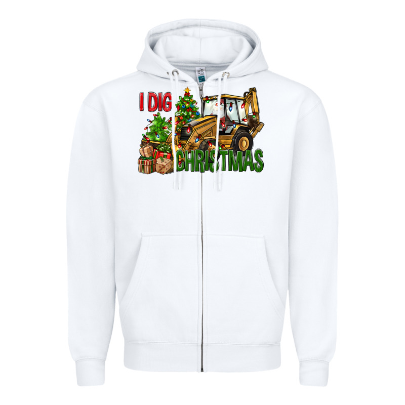 I Dig Christmas Backhoe Loader Zipper Hoodie by BundleAndBundleShop | Teevron