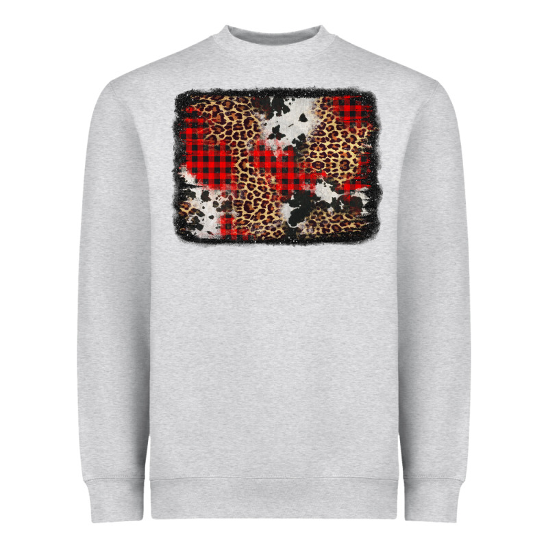 Distressed Cowhide Leopard Christmas Background Heavyweight Sweatshirt by Jasminsmagicworld | Teevron