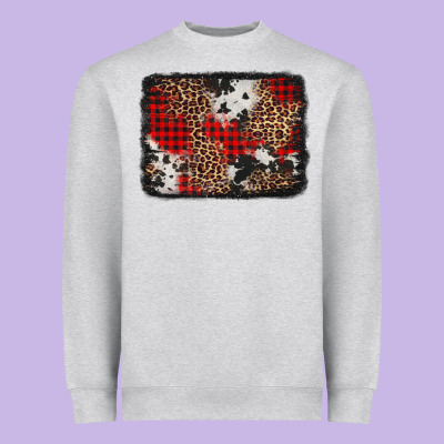 Distressed Cowhide Leopard Christmas Background Heavyweight Sweatshirt Designed By Jasminsmagicworld