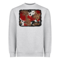 Heather Grey distressed cowhide leopard christmas background Heavyweight Sweatshirt - Jasminsmagicworld