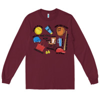 Burgundy softball mom Long Sleeve Tee - MaliasSmallBusiness