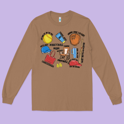 Softball Mom Long Sleeve Tee Designed By Maliassmallbusiness