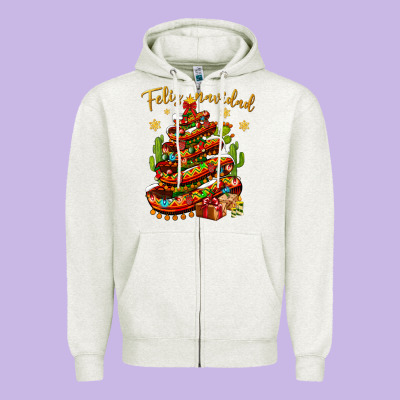 Christmas Feliz Navidad Zipper Hoodie Designed By Bundleandbundleshop