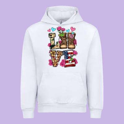 Love Valentine's Day Army Boots Olivia Urban Hoodie Designed By Oliviacreatesart