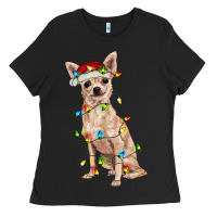 Chihuahua With Christmas Lights Ladies Tee | Teevron