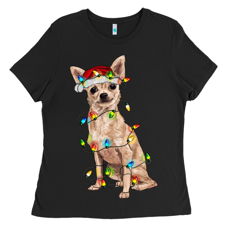 Chihuahua With Christmas Lights Ladies Tee by RanaPortraitStore | Teevron