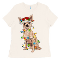 Bone Chihuahua with christmas lights Ladies Tee - RanaPortraitStore