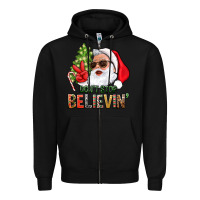 Black Don't Stop Believing Santa Zipper Hoodie - BundleAndBundleShop