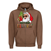 Chestnut Don't Stop Believing Santa Zipper Hoodie - BundleAndBundleShop