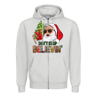 Dove Grey Don't Stop Believing Santa Zipper Hoodie - BundleAndBundleShop