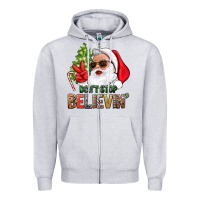 Heather Grey Don't Stop Believing Santa Zipper Hoodie - BundleAndBundleShop