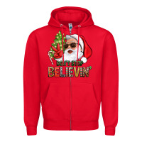 Red Don't Stop Believing Santa Zipper Hoodie - BundleAndBundleShop