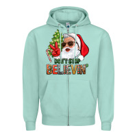 Seafoam Don't Stop Believing Santa Zipper Hoodie - BundleAndBundleShop