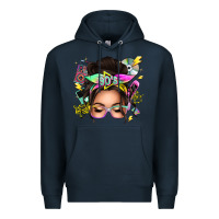 Navy 90s messy bun Premium Hoodie - texasbilliewilder